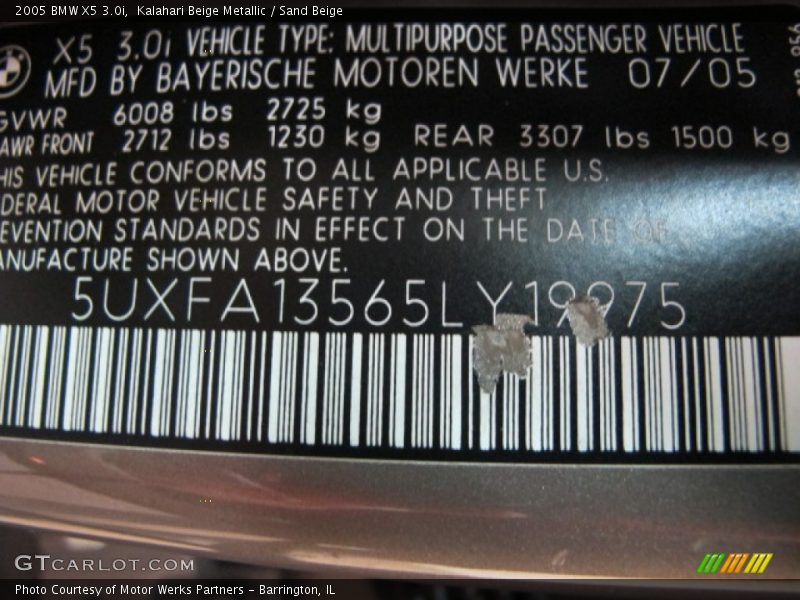 Kalahari Beige Metallic / Sand Beige 2005 BMW X5 3.0i