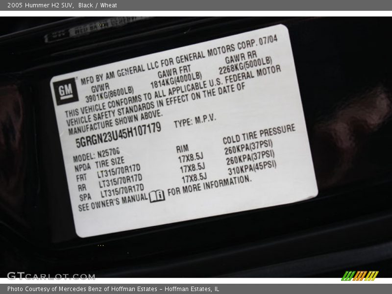 Black / Wheat 2005 Hummer H2 SUV