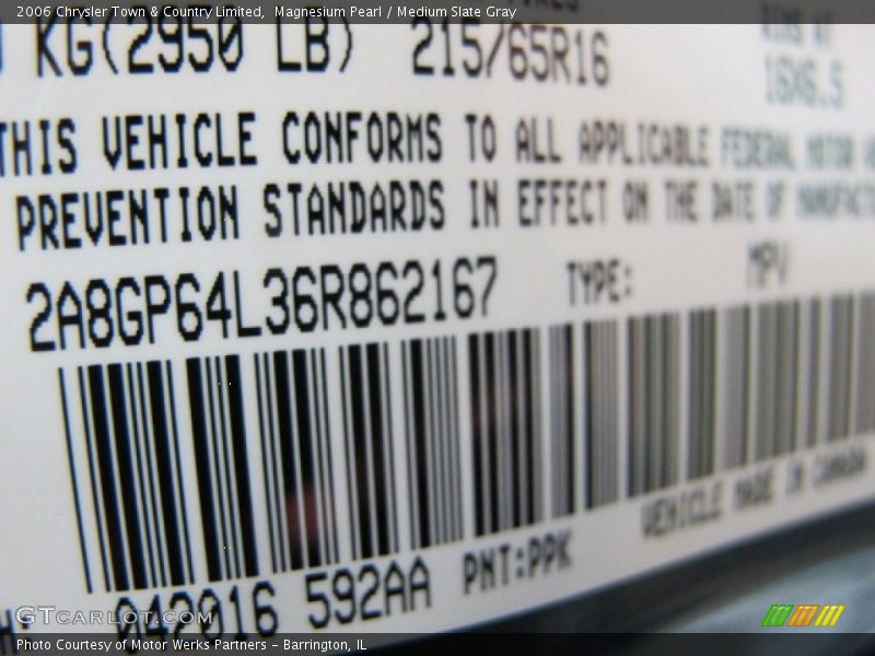 2006 Town & Country Limited Magnesium Pearl Color Code PPK