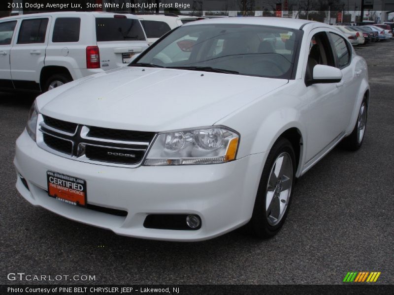 Stone White / Black/Light Frost Beige 2011 Dodge Avenger Lux