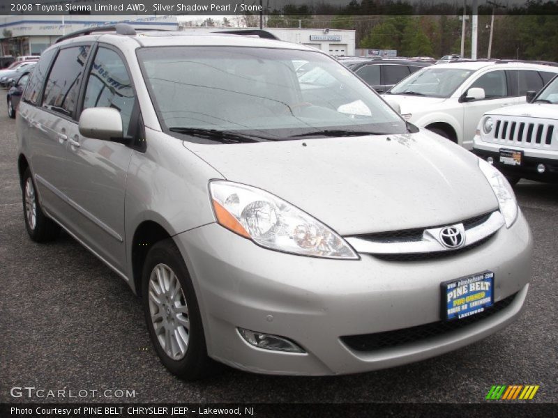 Silver Shadow Pearl / Stone 2008 Toyota Sienna Limited AWD