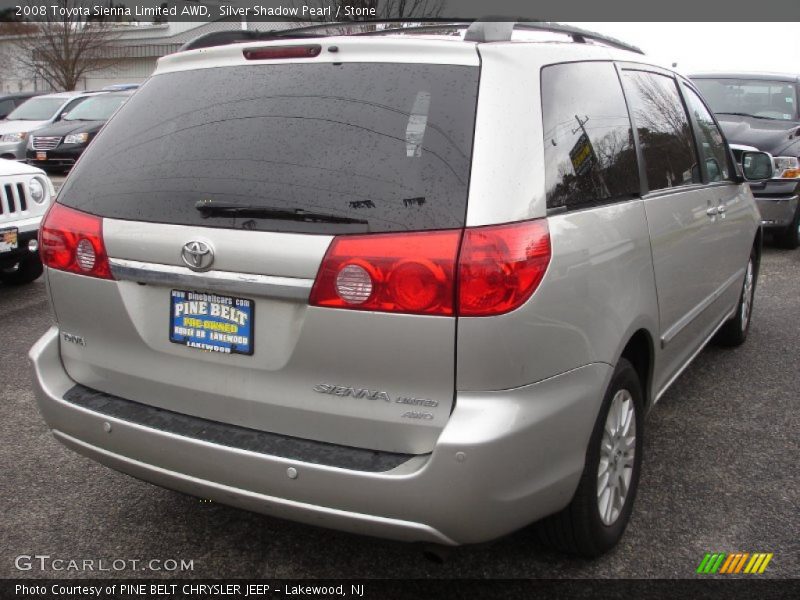 Silver Shadow Pearl / Stone 2008 Toyota Sienna Limited AWD