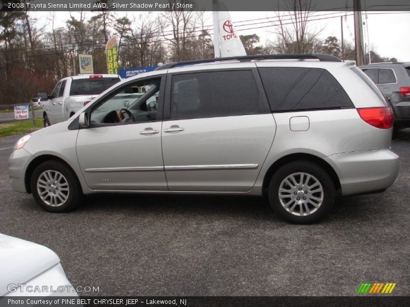 Silver Shadow Pearl / Stone 2008 Toyota Sienna Limited AWD