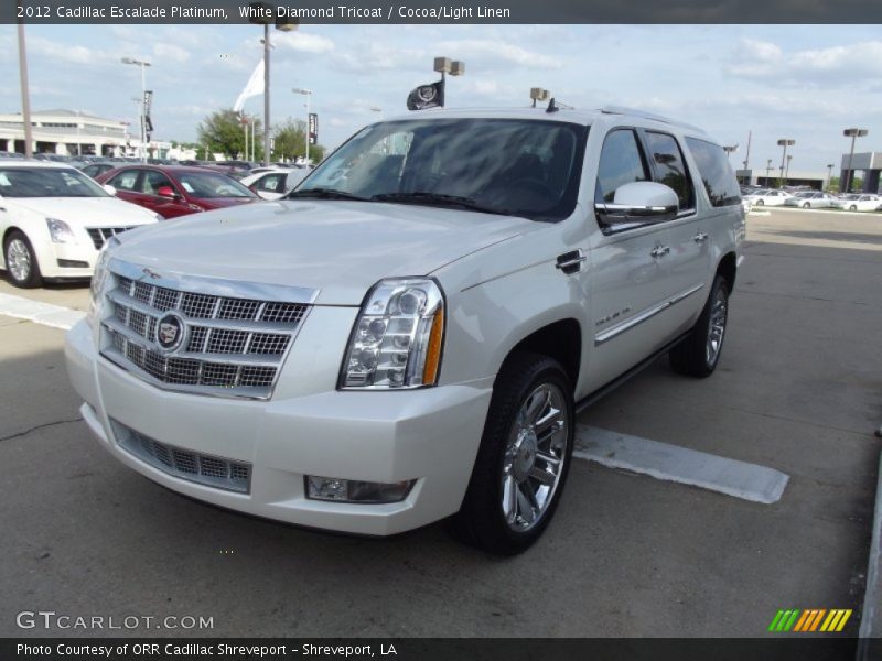 White Diamond Tricoat / Cocoa/Light Linen 2012 Cadillac Escalade Platinum