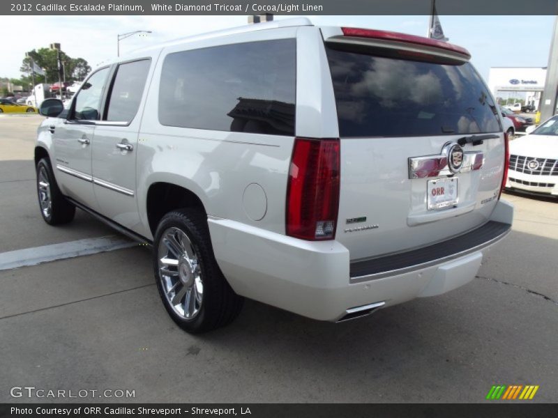 White Diamond Tricoat / Cocoa/Light Linen 2012 Cadillac Escalade Platinum