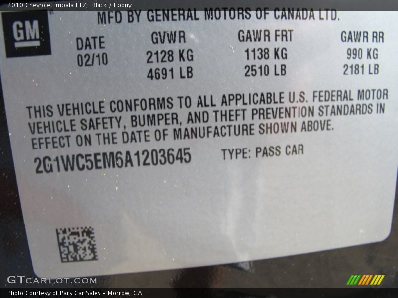 Black / Ebony 2010 Chevrolet Impala LTZ