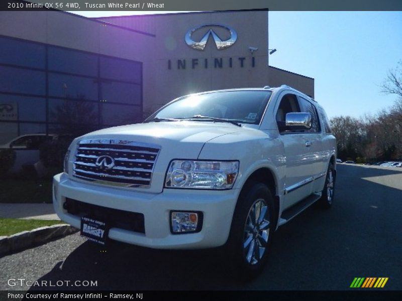 Tuscan White Pearl / Wheat 2010 Infiniti QX 56 4WD