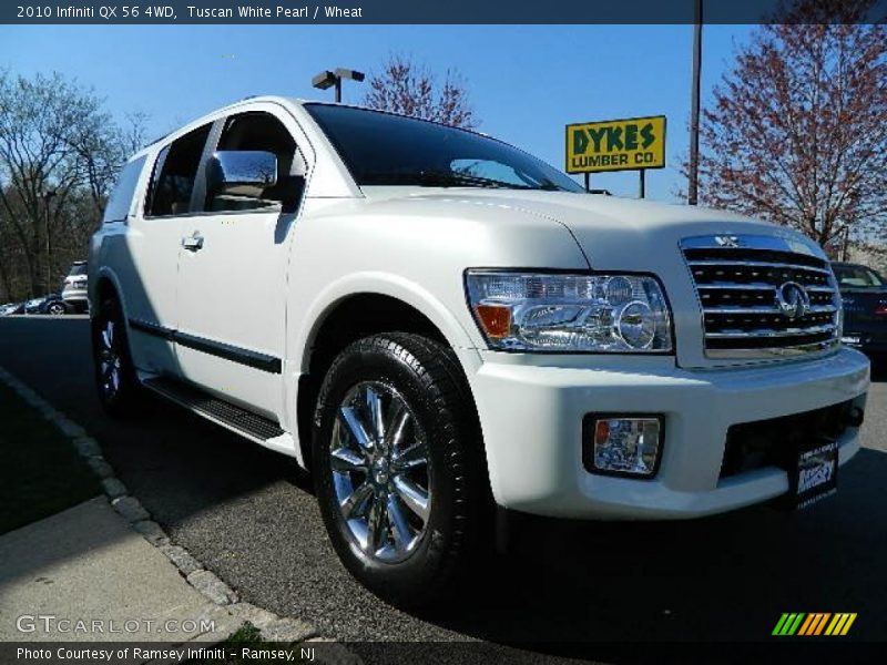 Tuscan White Pearl / Wheat 2010 Infiniti QX 56 4WD
