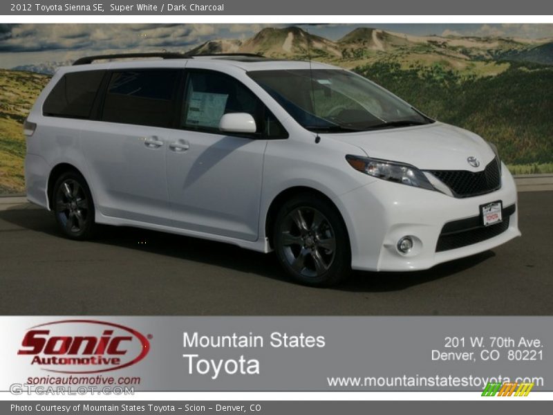 Super White / Dark Charcoal 2012 Toyota Sienna SE