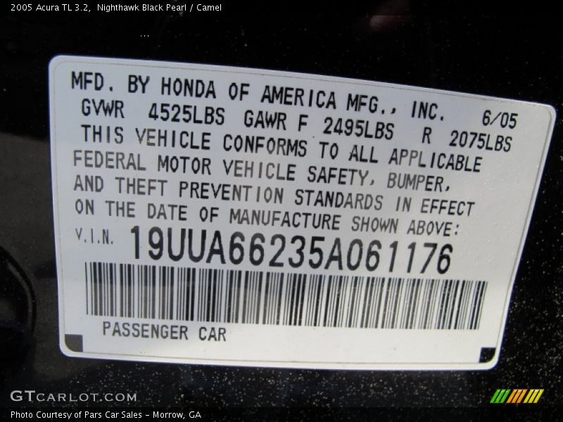 Nighthawk Black Pearl / Camel 2005 Acura TL 3.2