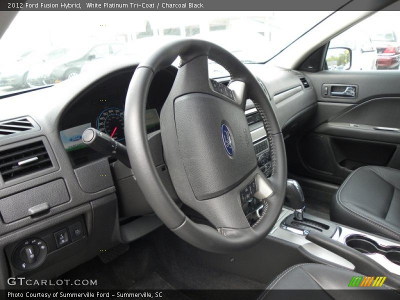 White Platinum Tri-Coat / Charcoal Black 2012 Ford Fusion Hybrid