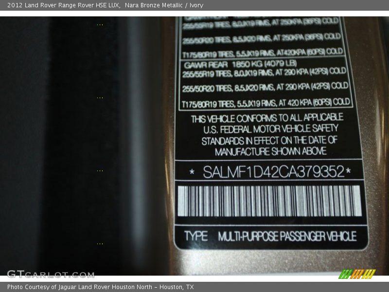 Nara Bronze Metallic / Ivory 2012 Land Rover Range Rover HSE LUX