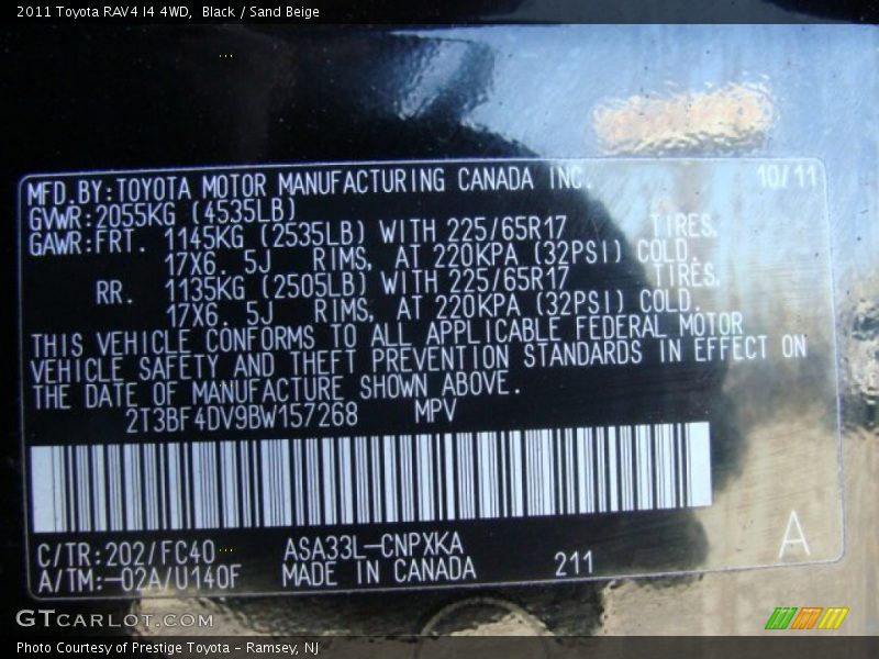 Black / Sand Beige 2011 Toyota RAV4 I4 4WD