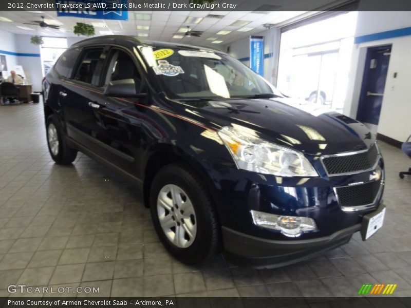 Dark Blue Metallic / Dark Gray/Light Gray 2012 Chevrolet Traverse LS AWD