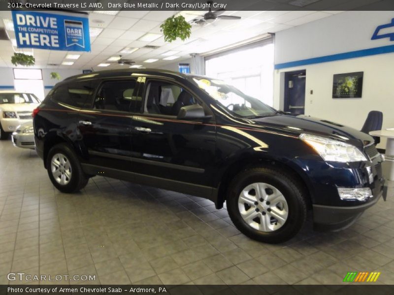 Dark Blue Metallic / Dark Gray/Light Gray 2012 Chevrolet Traverse LS AWD