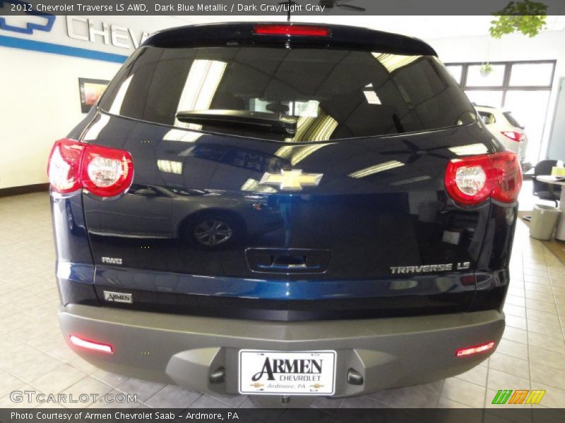 Dark Blue Metallic / Dark Gray/Light Gray 2012 Chevrolet Traverse LS AWD