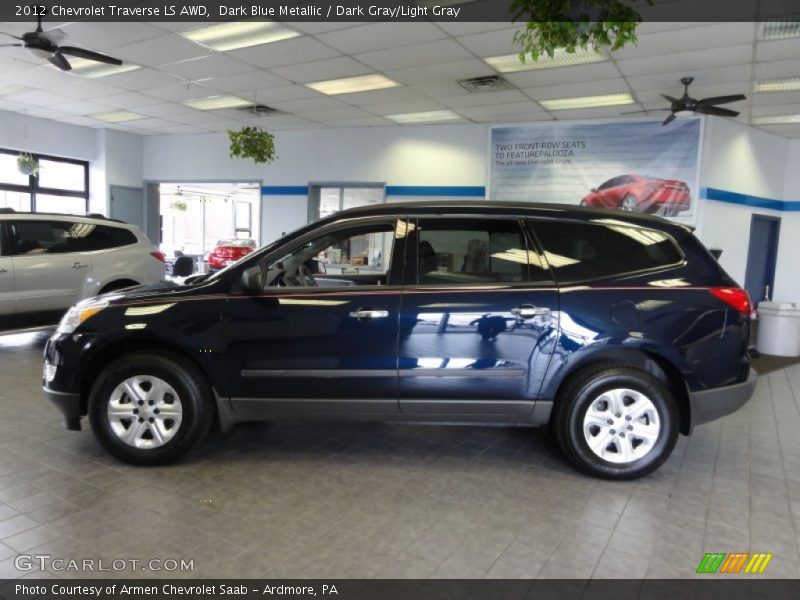 Dark Blue Metallic / Dark Gray/Light Gray 2012 Chevrolet Traverse LS AWD