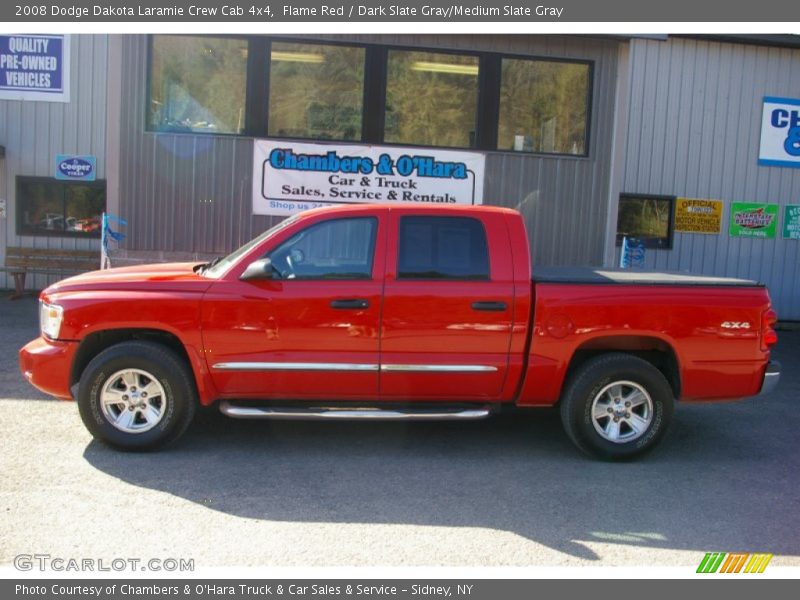 Flame Red / Dark Slate Gray/Medium Slate Gray 2008 Dodge Dakota Laramie Crew Cab 4x4