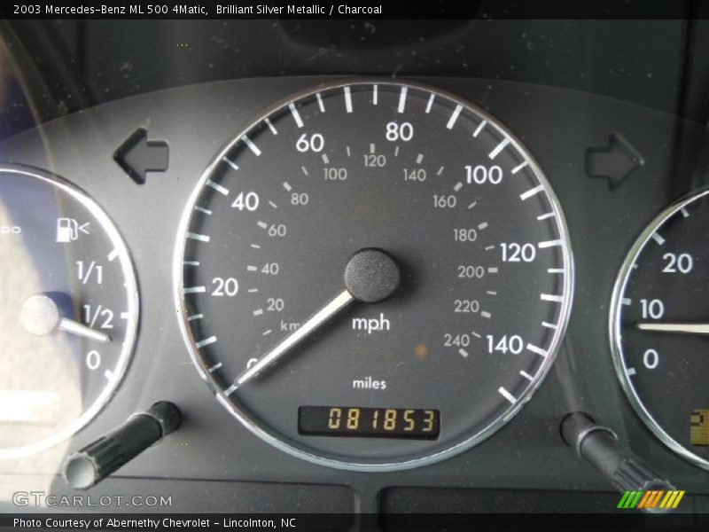 Brilliant Silver Metallic / Charcoal 2003 Mercedes-Benz ML 500 4Matic