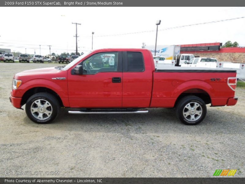 Bright Red / Stone/Medium Stone 2009 Ford F150 STX SuperCab