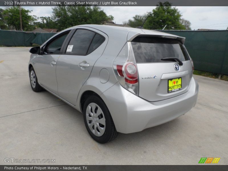 Classic Silver Metallic / Light Blue Gray/Black 2012 Toyota Prius c Hybrid Three
