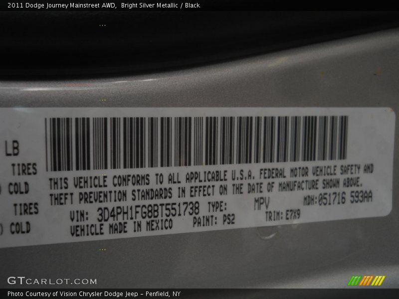 Bright Silver Metallic / Black 2011 Dodge Journey Mainstreet AWD