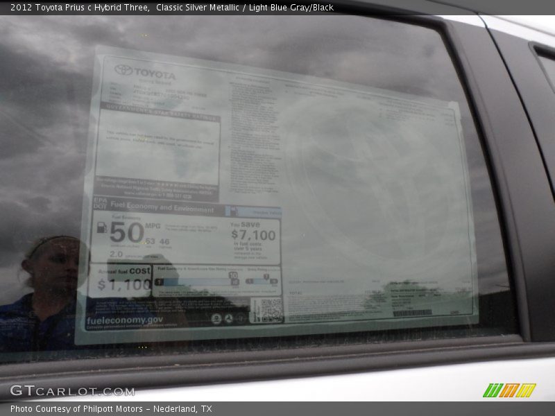 Classic Silver Metallic / Light Blue Gray/Black 2012 Toyota Prius c Hybrid Three