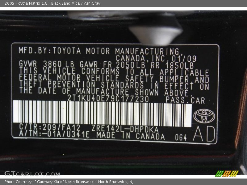Black Sand Mica / Ash Gray 2009 Toyota Matrix 1.8