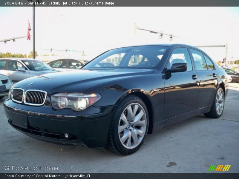 Jet Black / Black/Creme Beige 2004 BMW 7 Series 745i Sedan