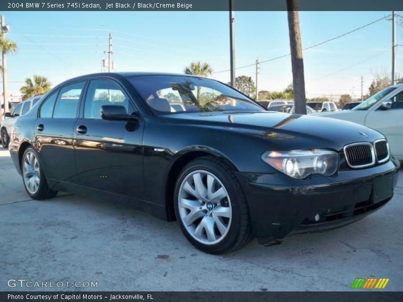 Jet Black / Black/Creme Beige 2004 BMW 7 Series 745i Sedan