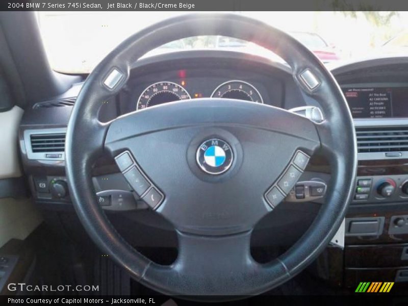 Jet Black / Black/Creme Beige 2004 BMW 7 Series 745i Sedan