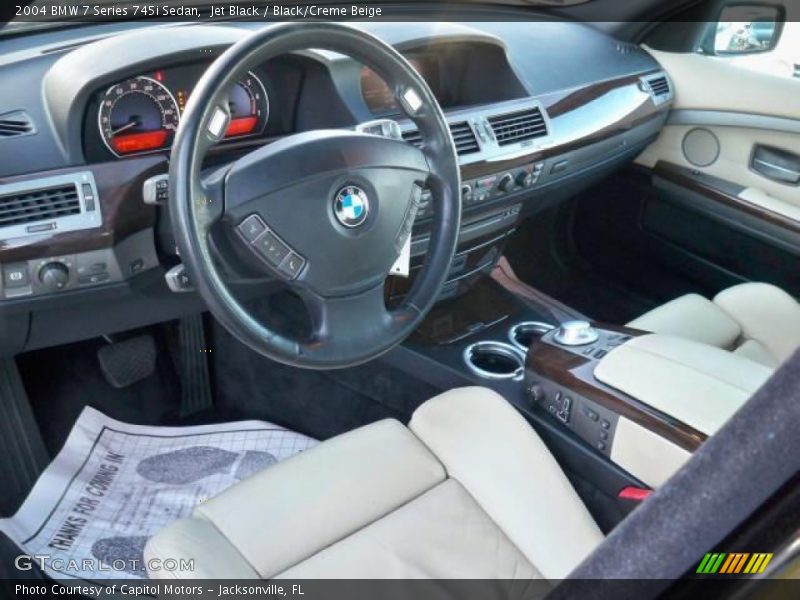 Jet Black / Black/Creme Beige 2004 BMW 7 Series 745i Sedan