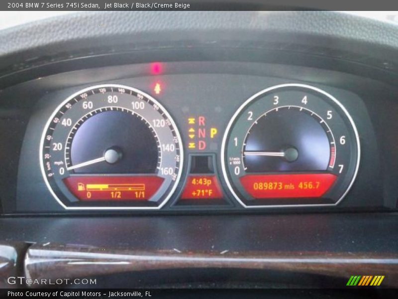Jet Black / Black/Creme Beige 2004 BMW 7 Series 745i Sedan
