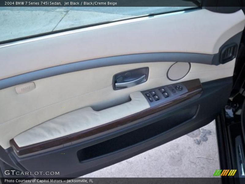 Jet Black / Black/Creme Beige 2004 BMW 7 Series 745i Sedan