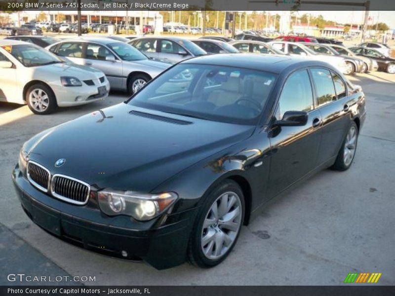 Jet Black / Black/Creme Beige 2004 BMW 7 Series 745i Sedan