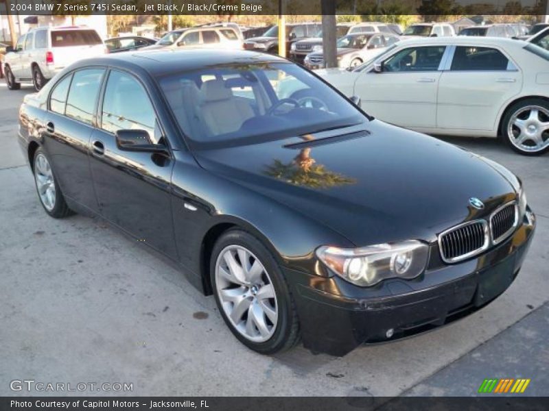 Jet Black / Black/Creme Beige 2004 BMW 7 Series 745i Sedan