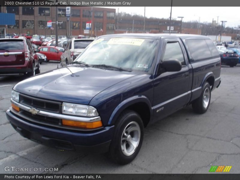 Indigo Blue Metallic / Medium Gray 2003 Chevrolet S10 LS Regular Cab