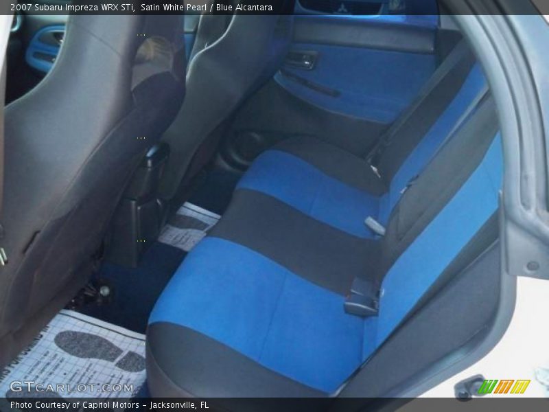 Satin White Pearl / Blue Alcantara 2007 Subaru Impreza WRX STi