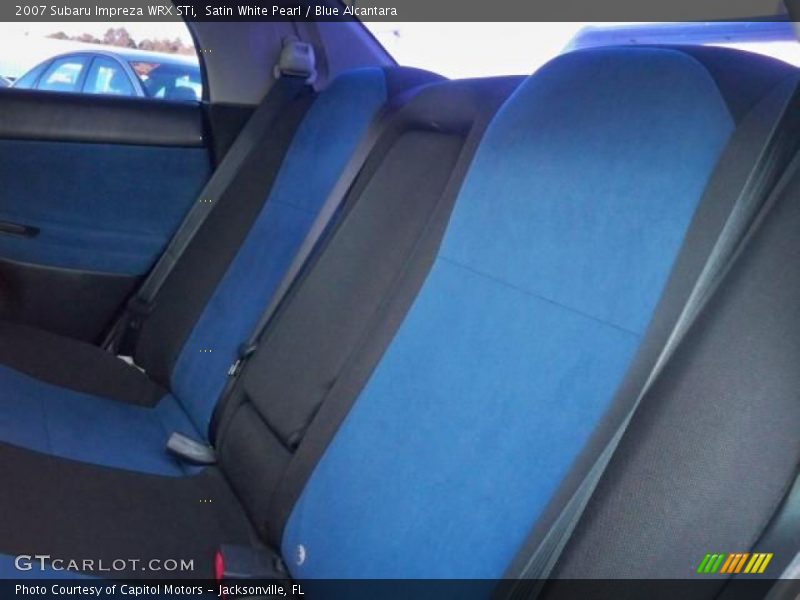 Satin White Pearl / Blue Alcantara 2007 Subaru Impreza WRX STi