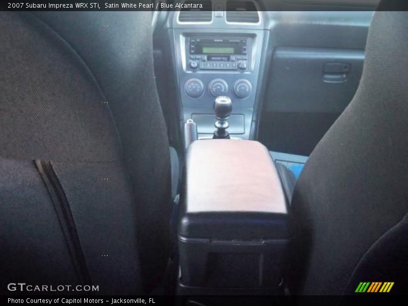 Satin White Pearl / Blue Alcantara 2007 Subaru Impreza WRX STi