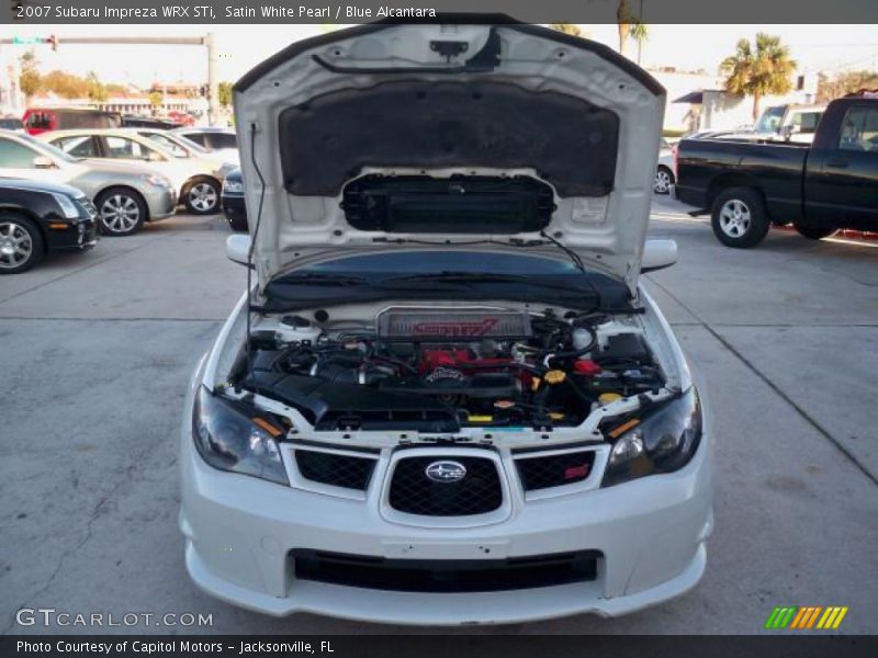 Satin White Pearl / Blue Alcantara 2007 Subaru Impreza WRX STi