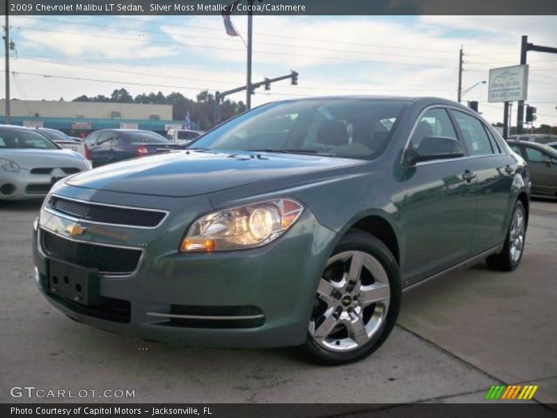 Silver Moss Metallic / Cocoa/Cashmere 2009 Chevrolet Malibu LT Sedan