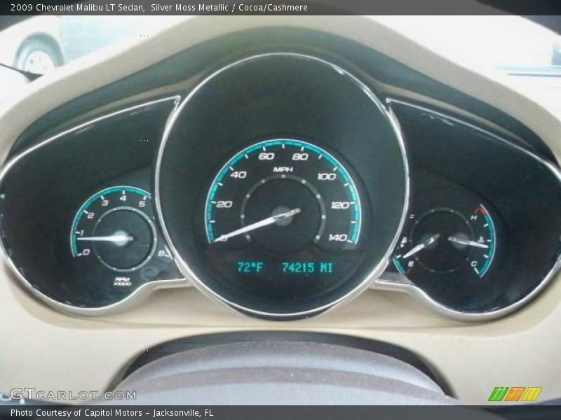 Silver Moss Metallic / Cocoa/Cashmere 2009 Chevrolet Malibu LT Sedan