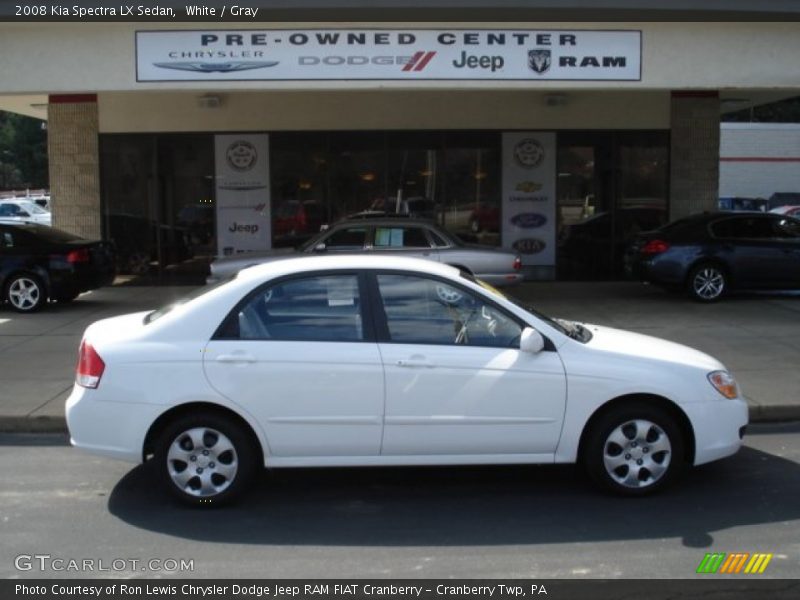 White / Gray 2008 Kia Spectra LX Sedan