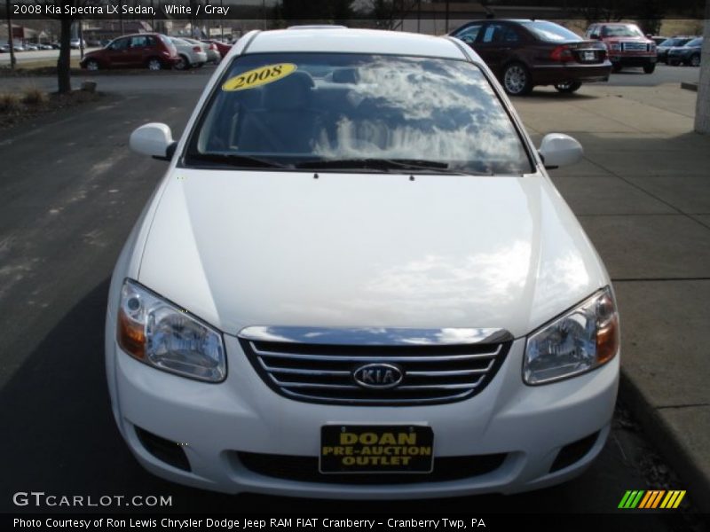 White / Gray 2008 Kia Spectra LX Sedan