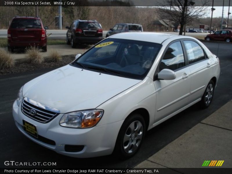 White / Gray 2008 Kia Spectra LX Sedan