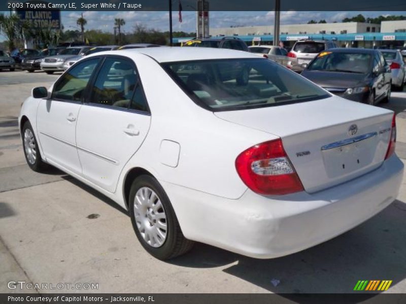 Super White / Taupe 2003 Toyota Camry LE