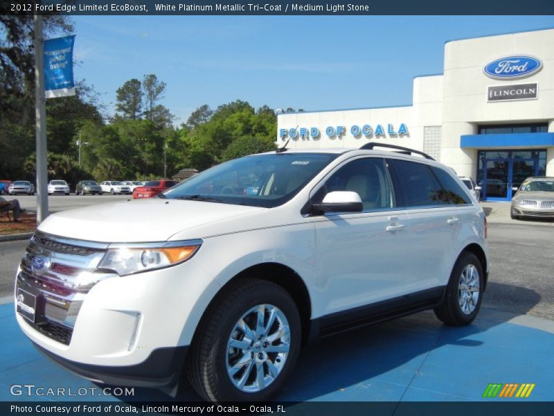 White Platinum Metallic Tri-Coat / Medium Light Stone 2012 Ford Edge Limited EcoBoost