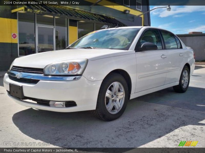 White / Gray 2004 Chevrolet Malibu LT V6 Sedan