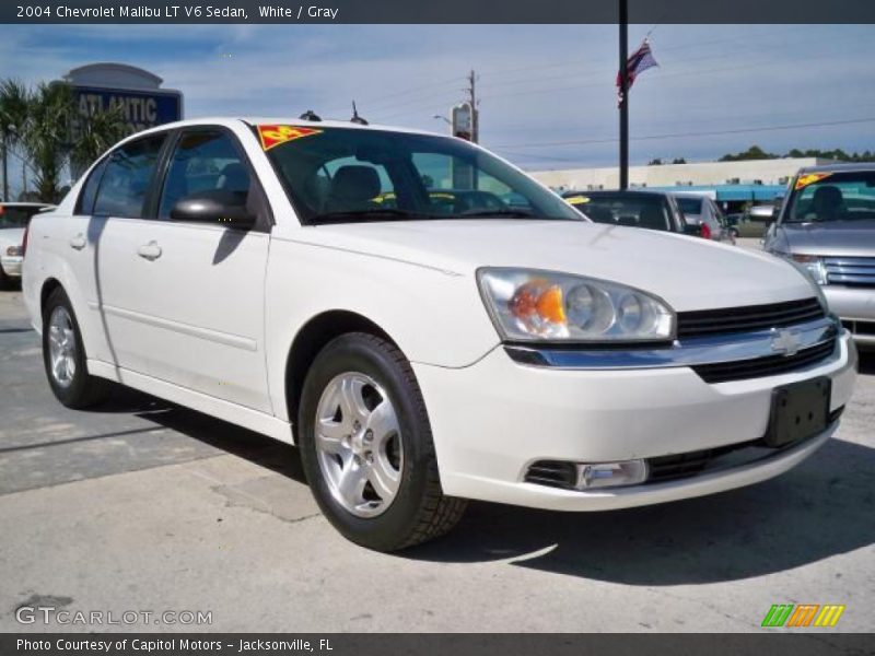 White / Gray 2004 Chevrolet Malibu LT V6 Sedan